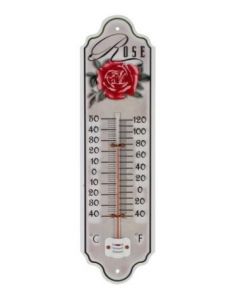 THERMOMETER METAAL 28CM ROOS