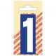 PLAKCIJFER 1 60 MM KUNSTSTOF BLAUW/WIT