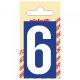 PLAKCIJFER 6 60 MM KUNSTSTOF BLAUW/WIT