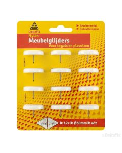 MEUBELGLIJDER NYLON WIT 30MM 12-STK