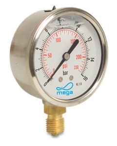 MANOMETER 0 - 16BAR GLYC/GEV 63MM 1/4"O