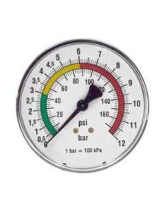 MANOMETER 1/4" ACHTER 63MM 0-12 BAR