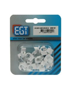 KABELCLIPS  8MM ROND WIT 25-STK