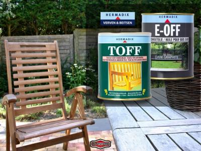 TOFF en E-OFF van Hermadix: hardhoutolie voor tuinmeubelen