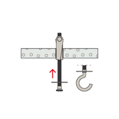 tekening van plug in het gat dat geboord is