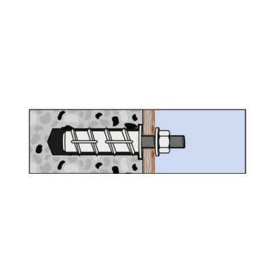 plug met bout en moer in de muur