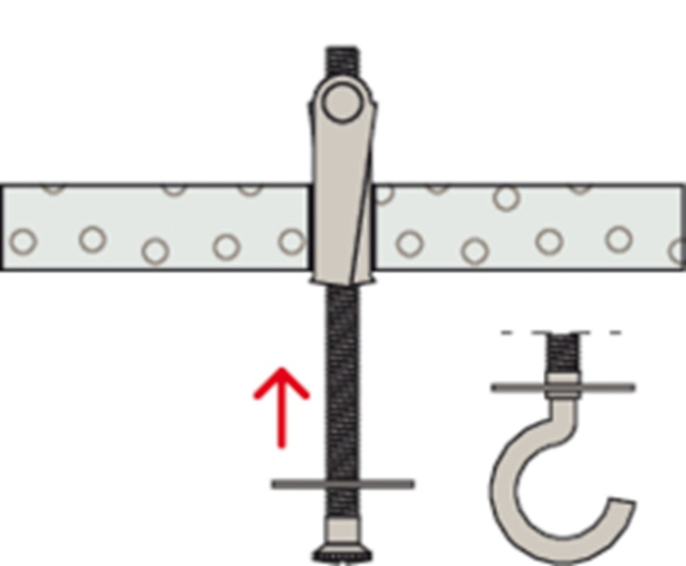 tekening van plug in het gat dat geboord is